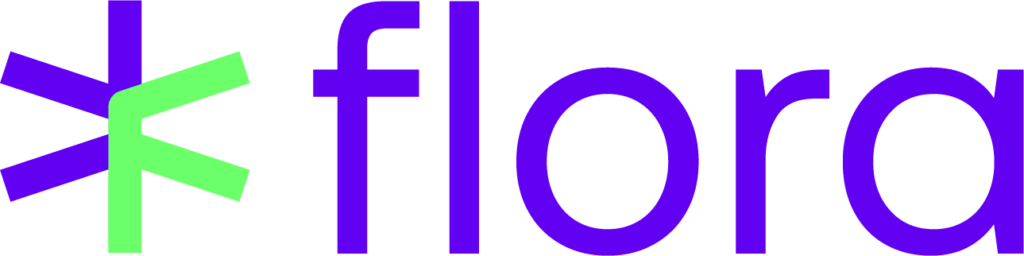 Logo Flora - com cor verde e roxa