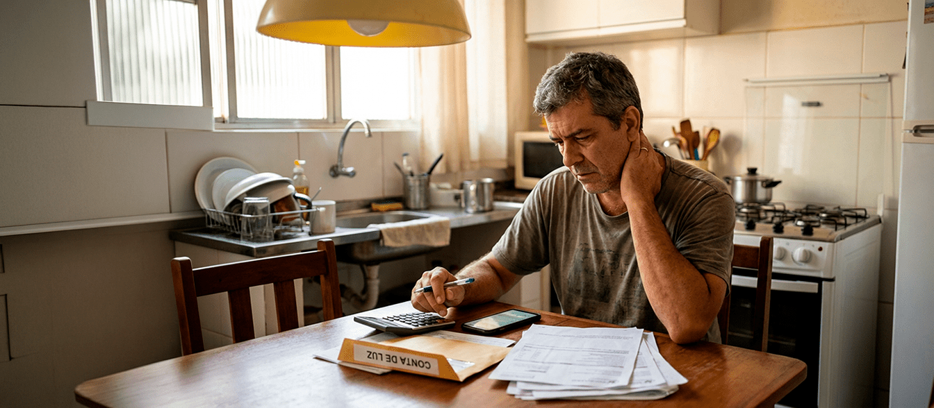 Pessoa preocupada com conta de luz