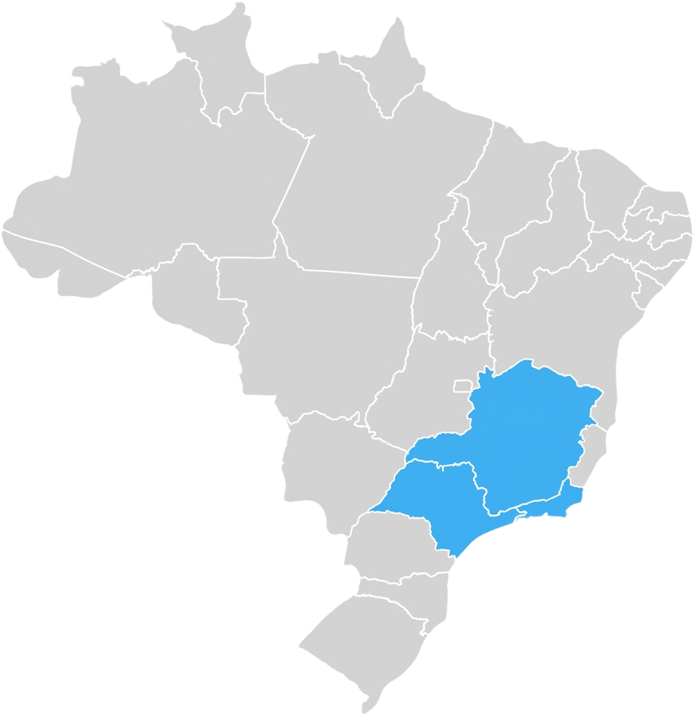 Mapa das regiões atendidas